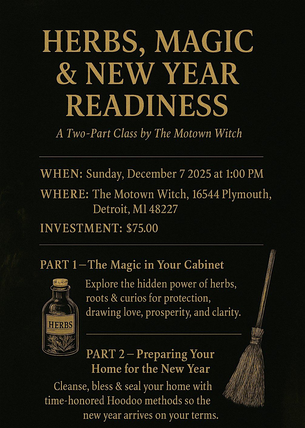 HERBS, MAGIC AND NEW YEAR READINESS, 7 December | Event in Detroit | AllEvents