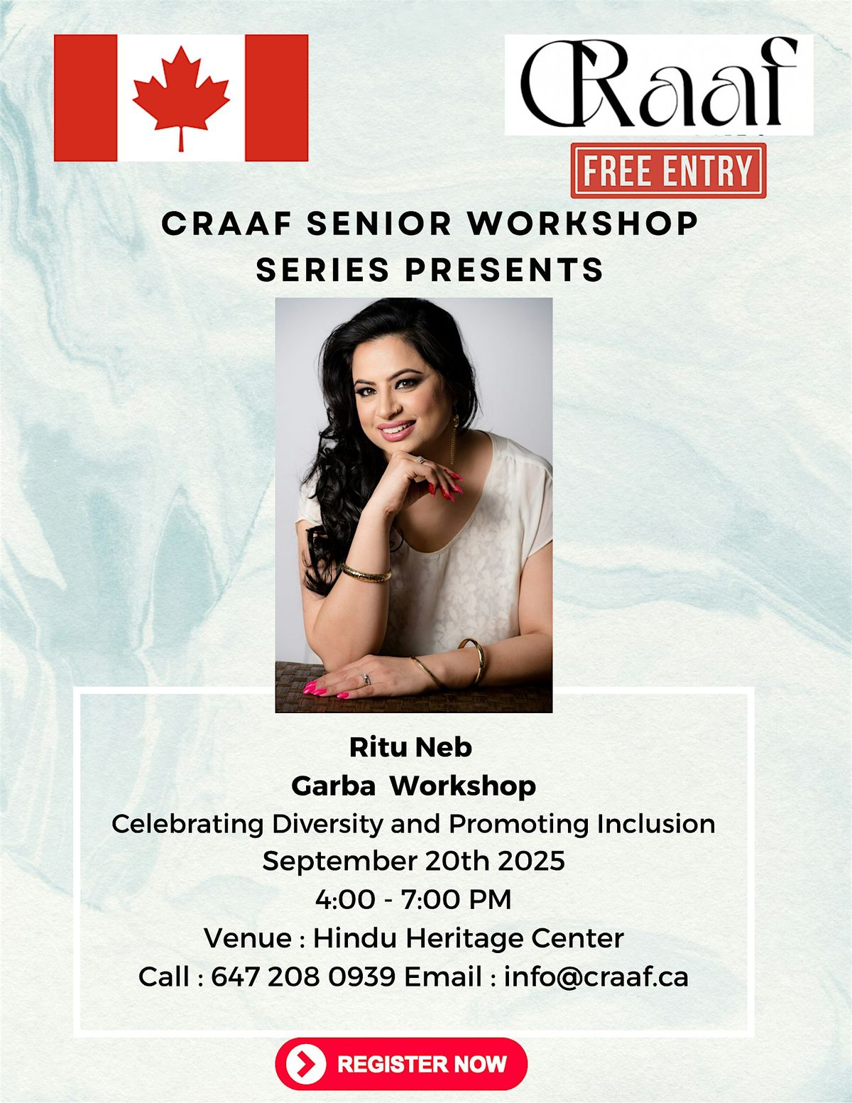 Garba  Workshop Celebrating Diversity and Promoting Inclusion with Ritu Neb, 20 September | Event in Mississauga