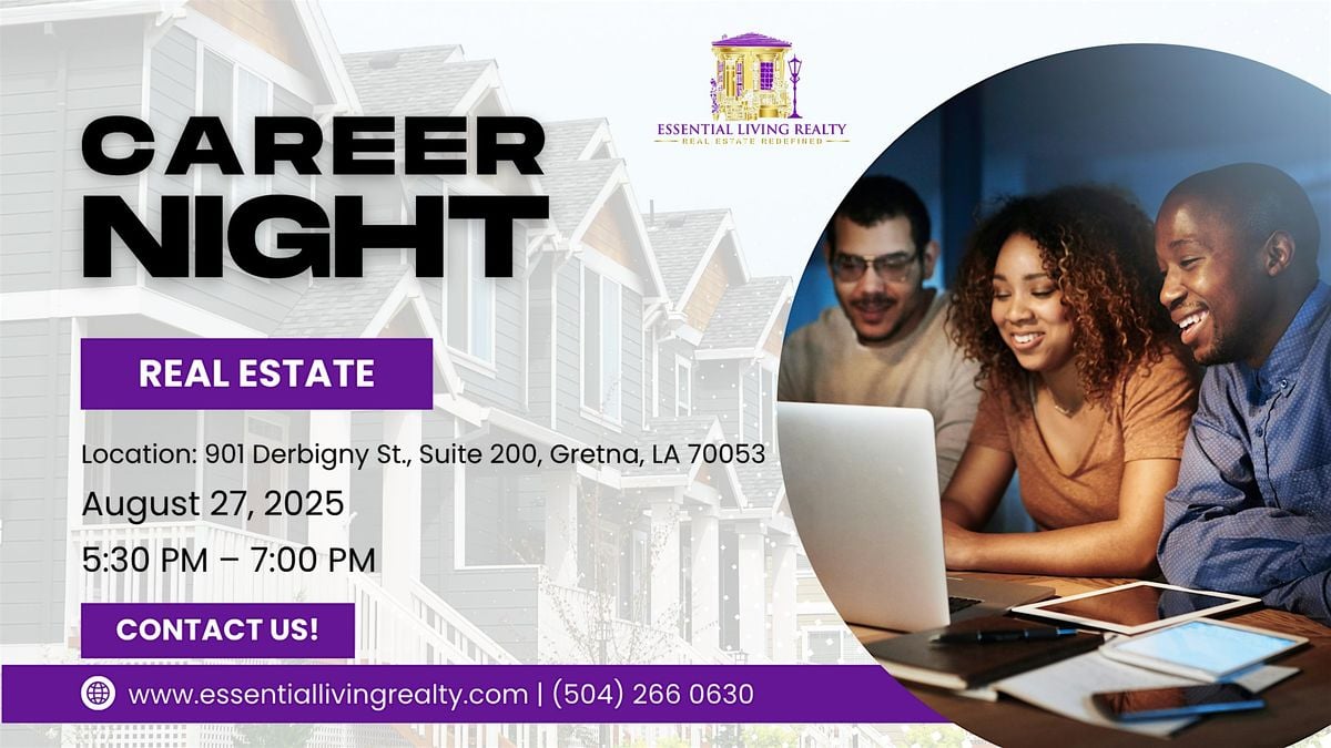 Real Estate Career Night – Learn, Grow & Thrive with Us!, 27 August | Event in Gretna | AllEvents