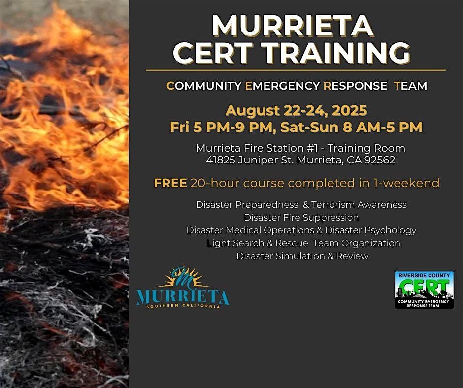 CERT BASIC COURSE, 22 August | Event in Murrieta | AllEvents