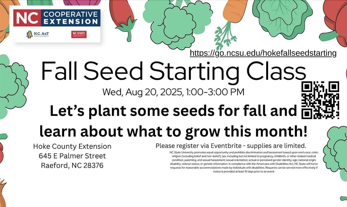 Fall Seed Starting Workshop, 20 August | Event in Raeford | AllEvents