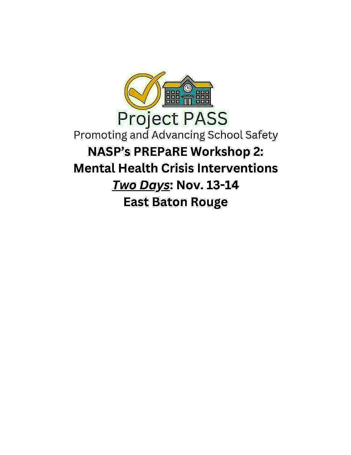 NASP's PREPaRE Workshop  2 in East Baton Rouge, 13 November | Event in Baton Rouge | AllEvents