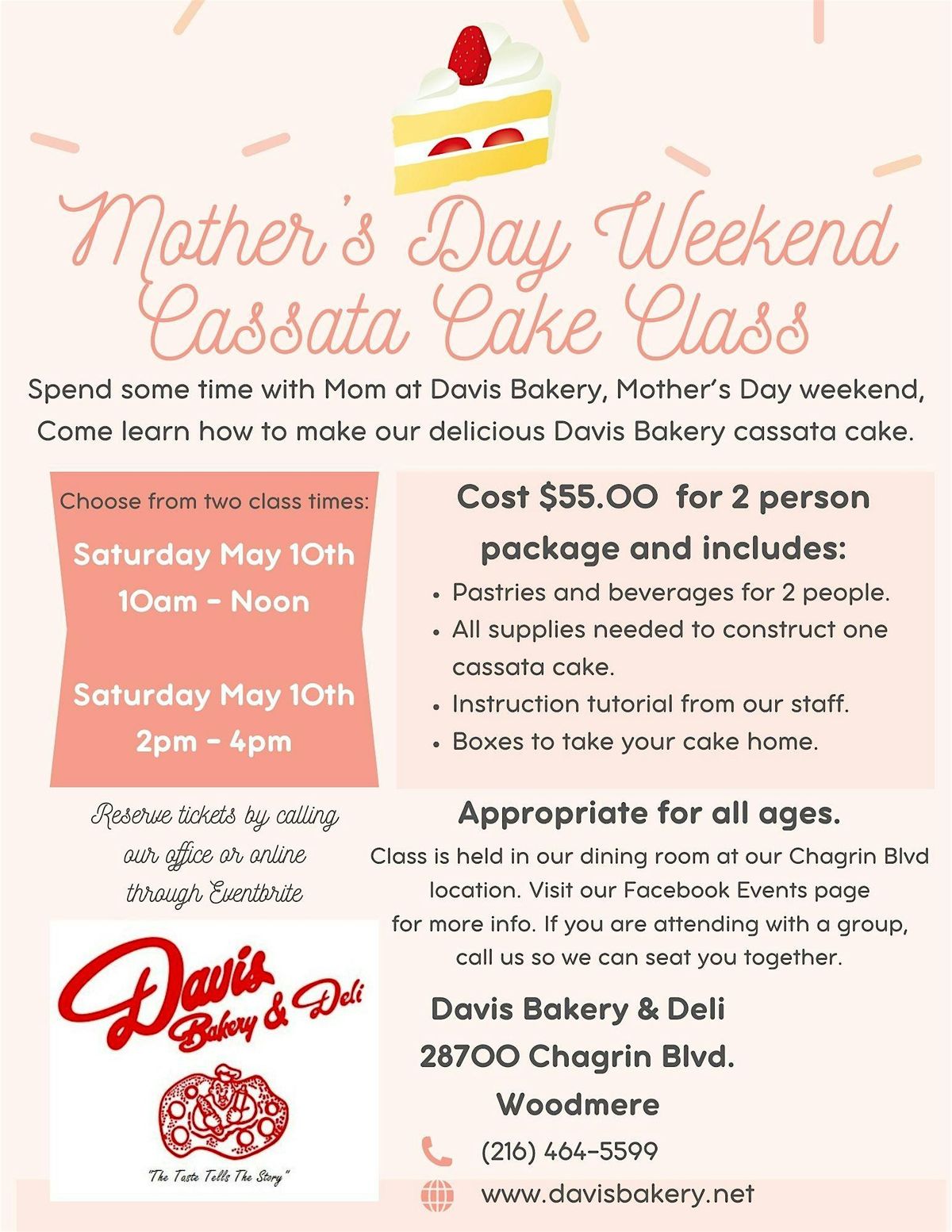Cassata Cake Class with Mom (2pm), 10 May | Event in Woodmere | AllEvents