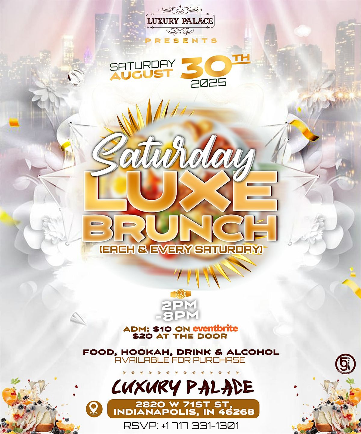 SATURDAY LUXE BRUNCH (Each & Every Saturday), 30 August | Event in Indianapolis | AllEvents