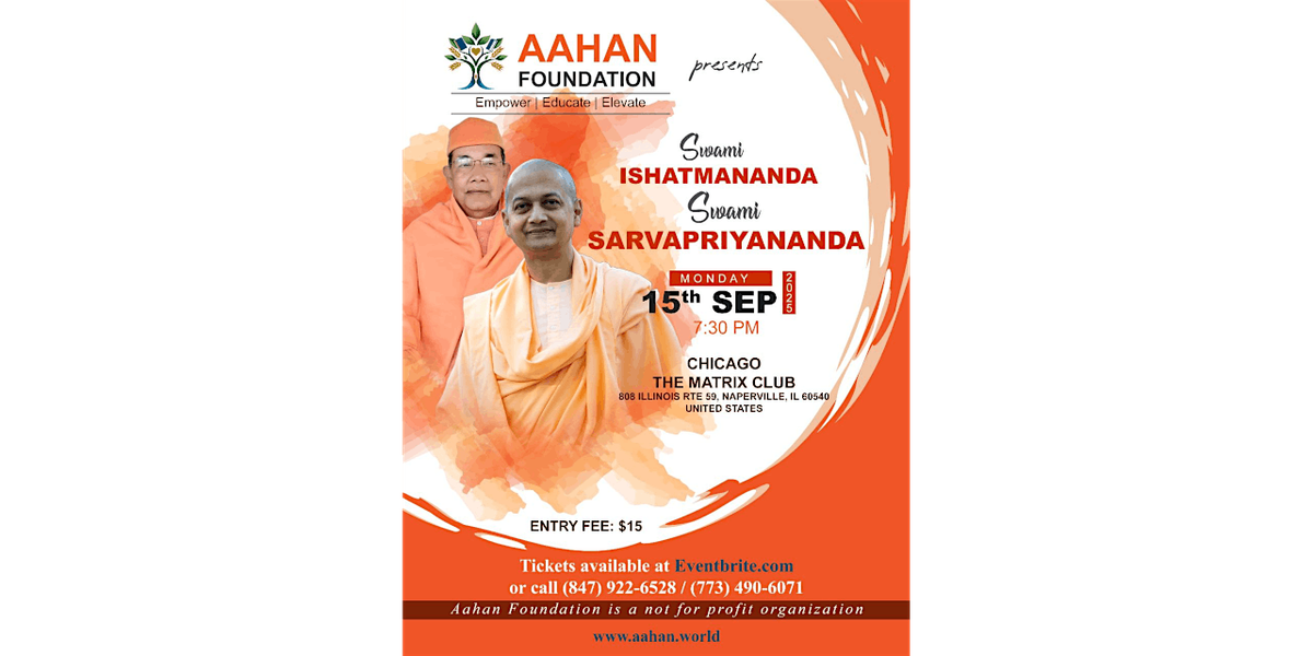 Serving God in Man - An Unforgettable Evening with Swami Sarvapriyananda, 15 September | Event in Naperville