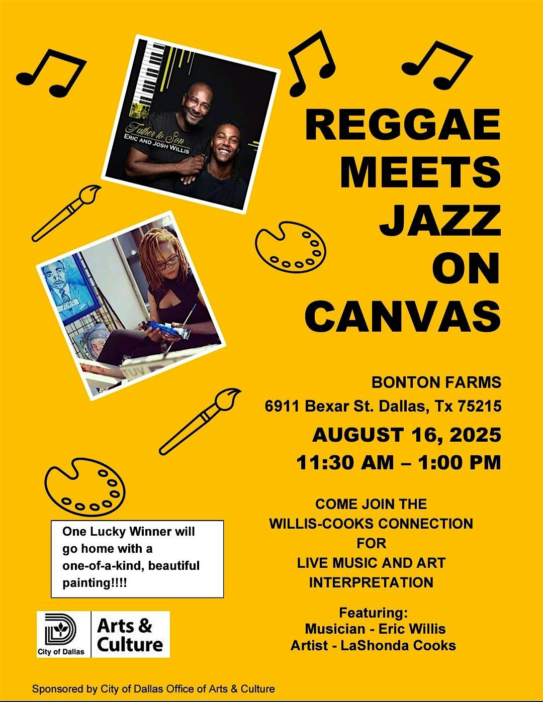 REGGAE MEETS JAZZ ON CANVAS, 16 August | Event in Dallas | AllEvents