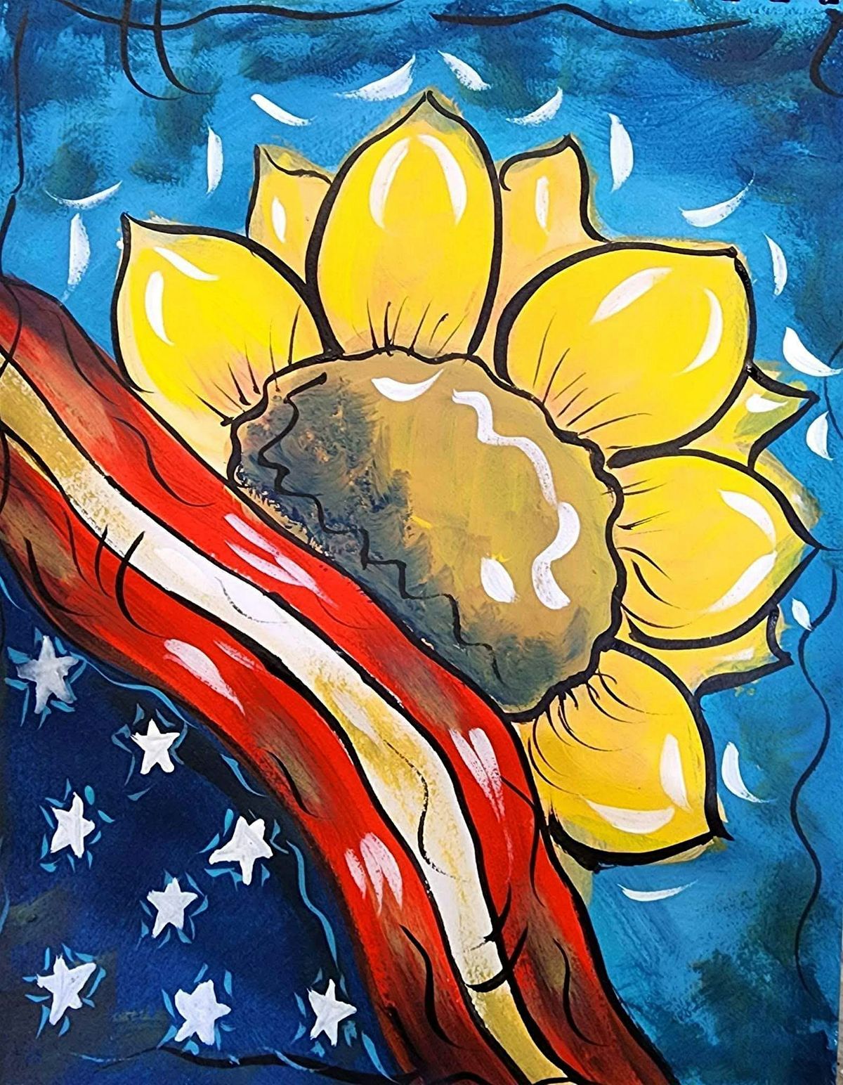 Paint N Sip - Patriotic Sunflower, 24 May | Event in Hampstead | AllEvents