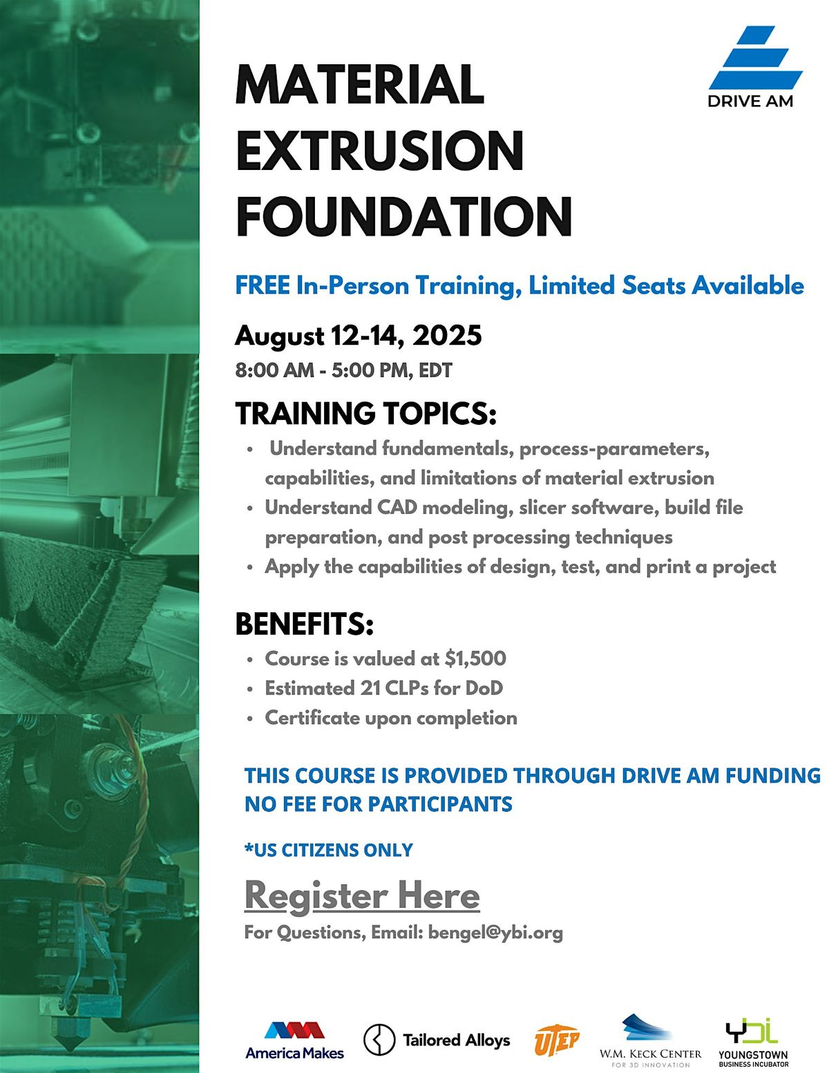 Material Extrusion Foundation, 12 August | Event in Youngstown | AllEvents