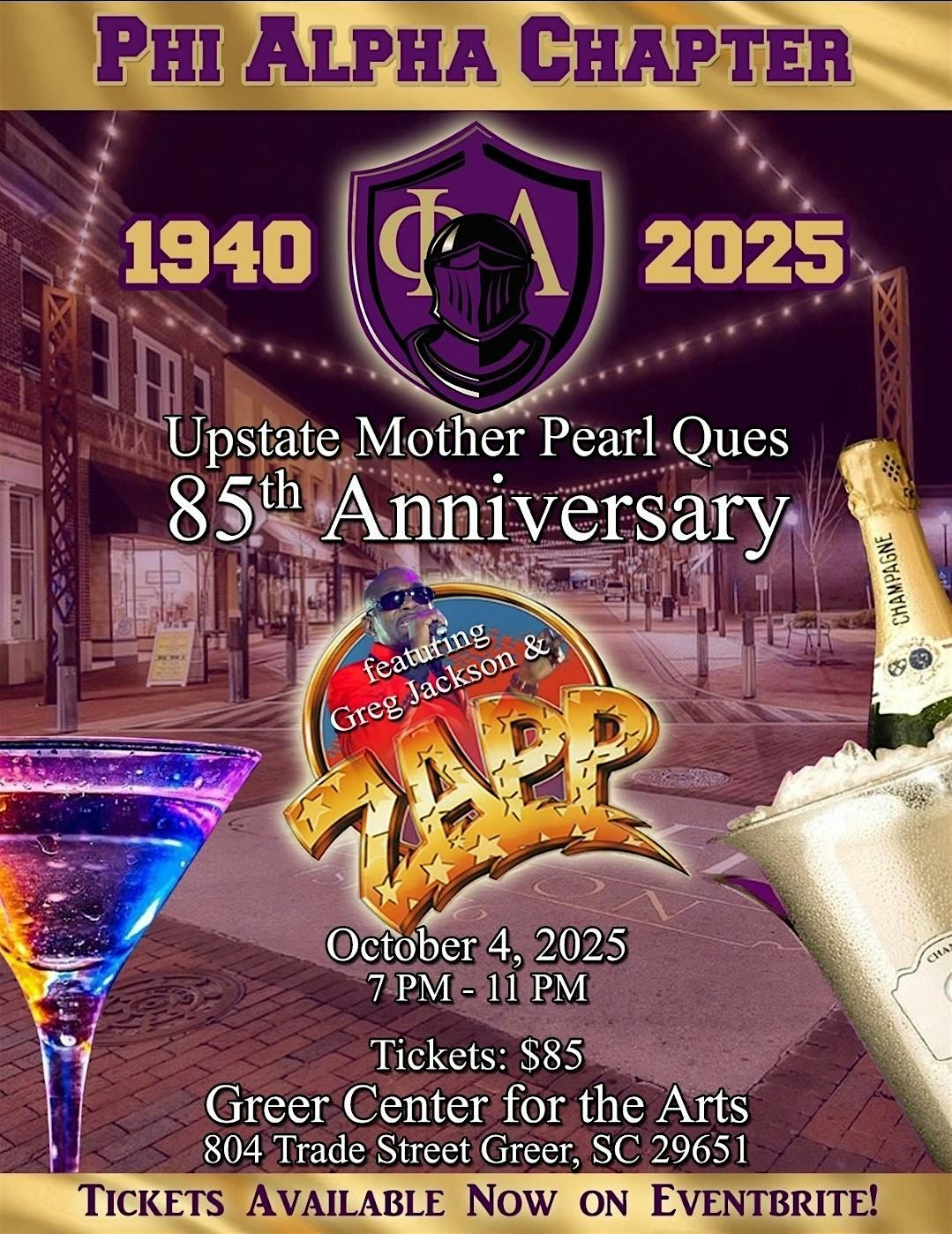 Phi Alpha Chapter 85 Anniversary Gala - Featuring Zapp, 4 October | Event in Greer | AllEvents