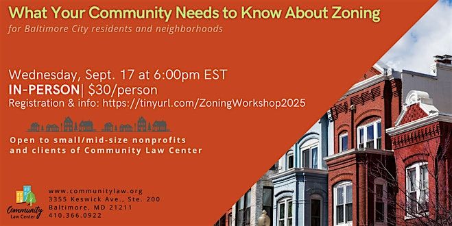 What Your Community Needs to Know About Zoning, 17 September | Event in Baltimore | AllEvents