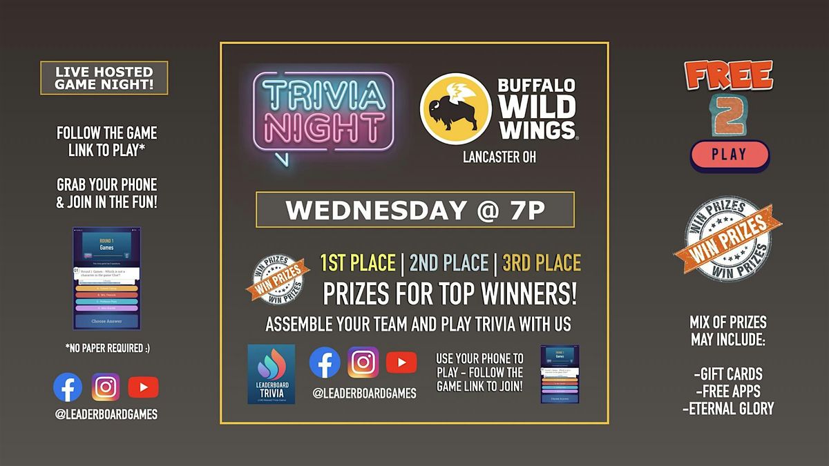 Trivia Night | Buffalo Wild Wings - Lancaster OH - WED 7p | Event in Lancaster | AllEvents