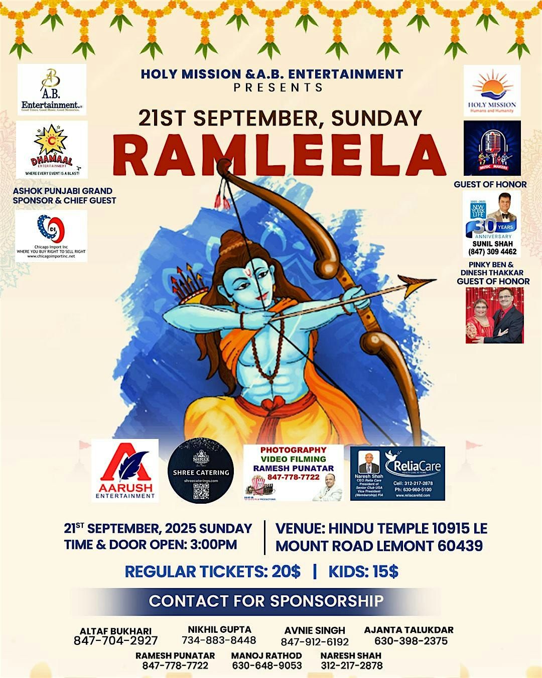 Ramleela on 21st September Sunday at Lemont Hindu Temple Auditorium, 21 September | Event in Lemont | AllEvents