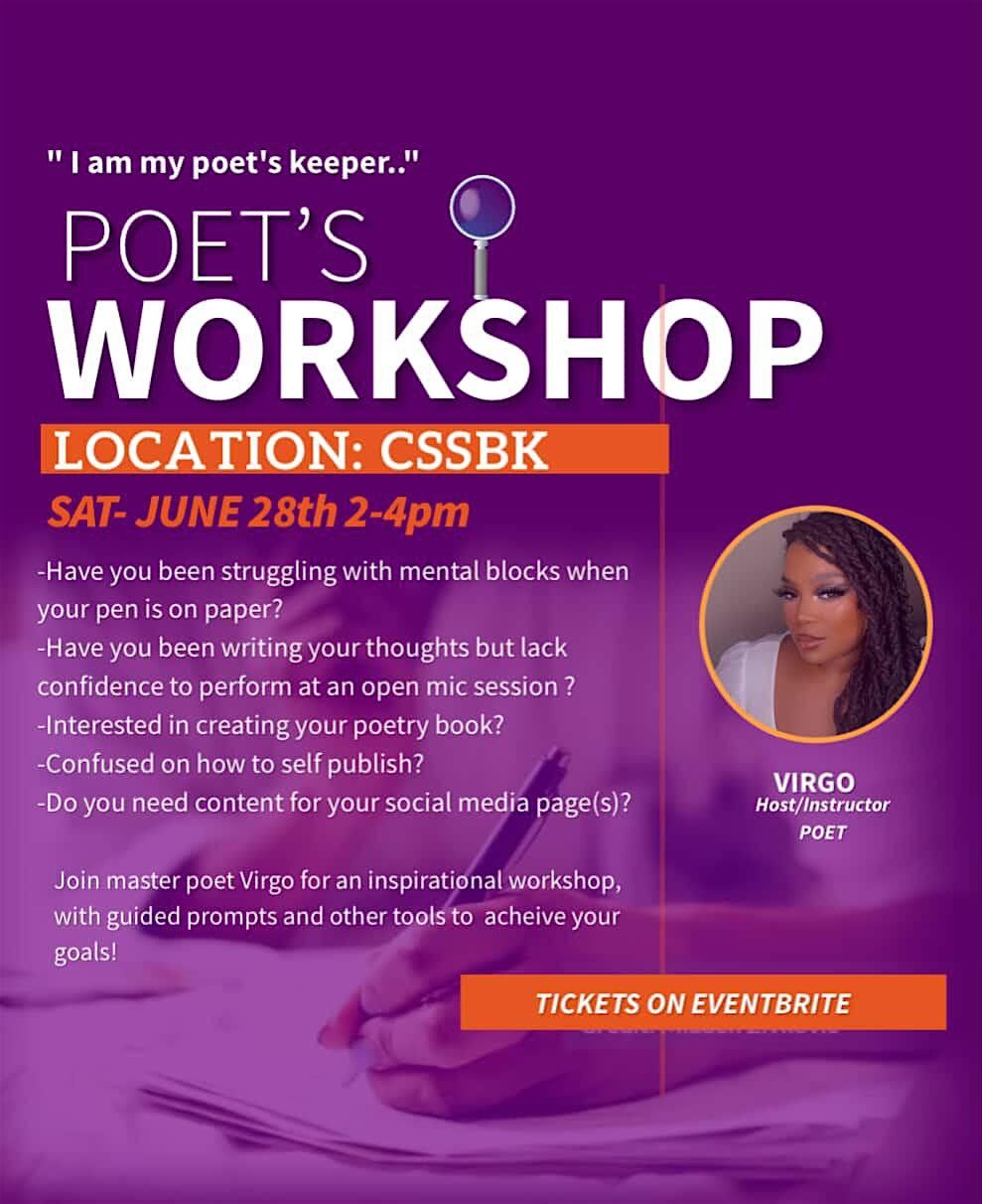 POETRY  WORKSHOP WITH VIRGO @CSSBK, 28 June | Event in Brooklyn | AllEvents