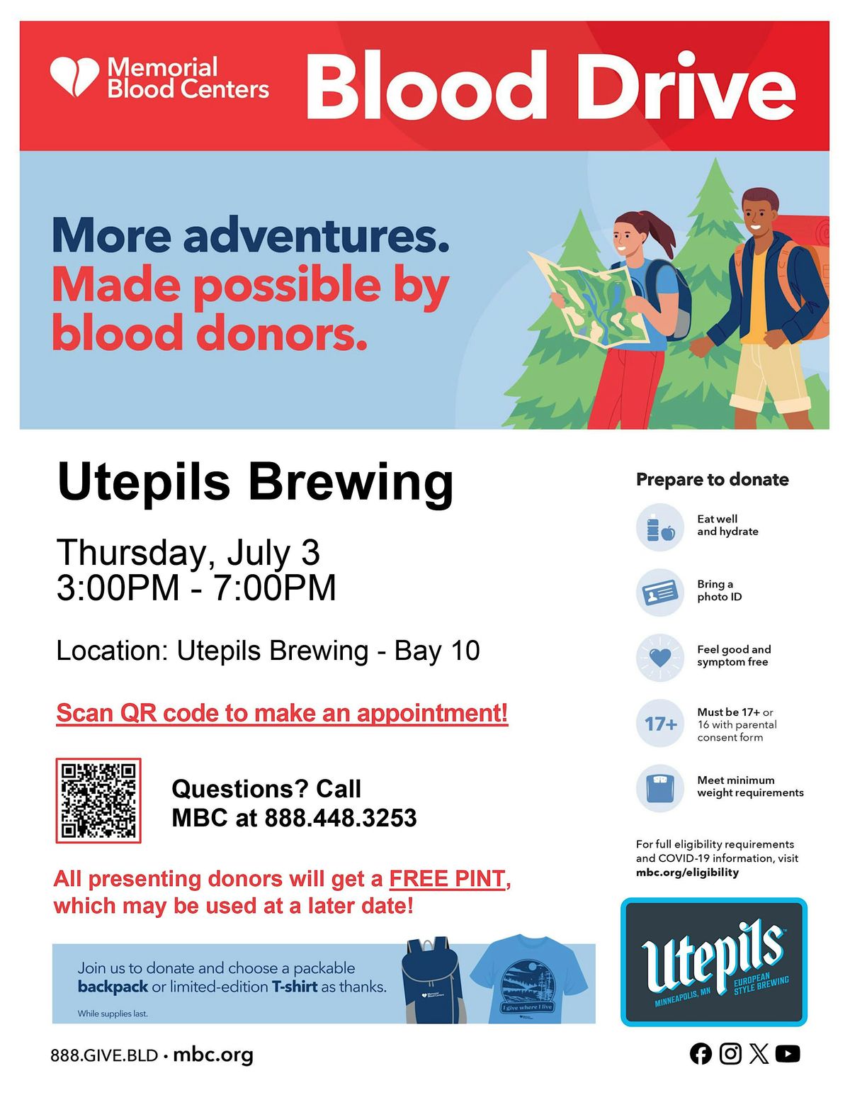 MBC Spring Blood Drive at Utepils Brewing, 3 July | Event in Minneapolis | AllEvents