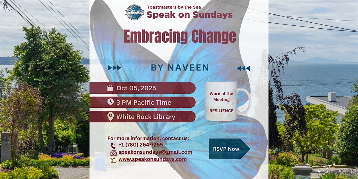 Toastmasters By the  Sea, Speak on Sundays Meeting, 5 October | Event in White Rock | AllEvents