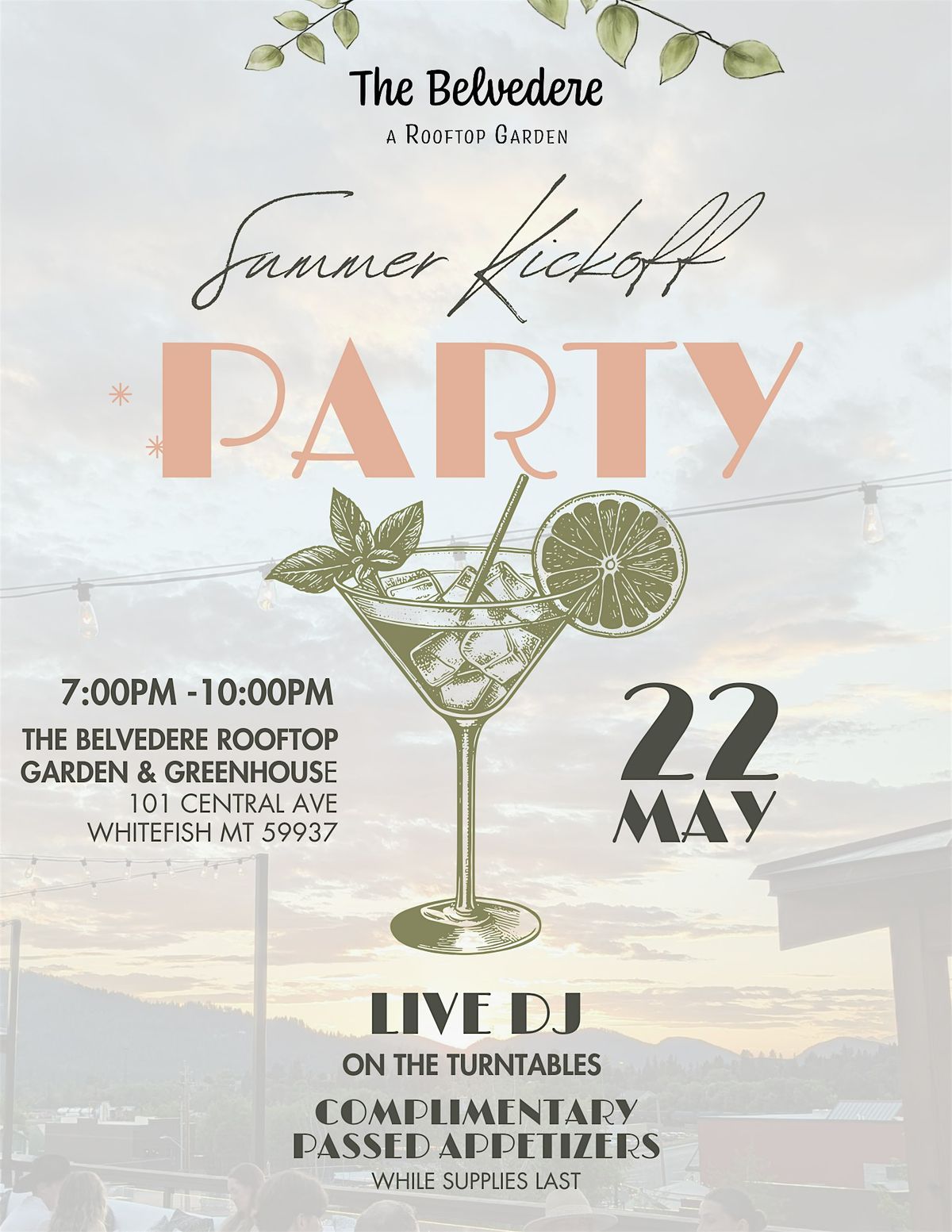 Summer Kickoff on The Belvedere Rooftop Garden and Greenhouse, 22 May | Event in Whitefish | AllEvents