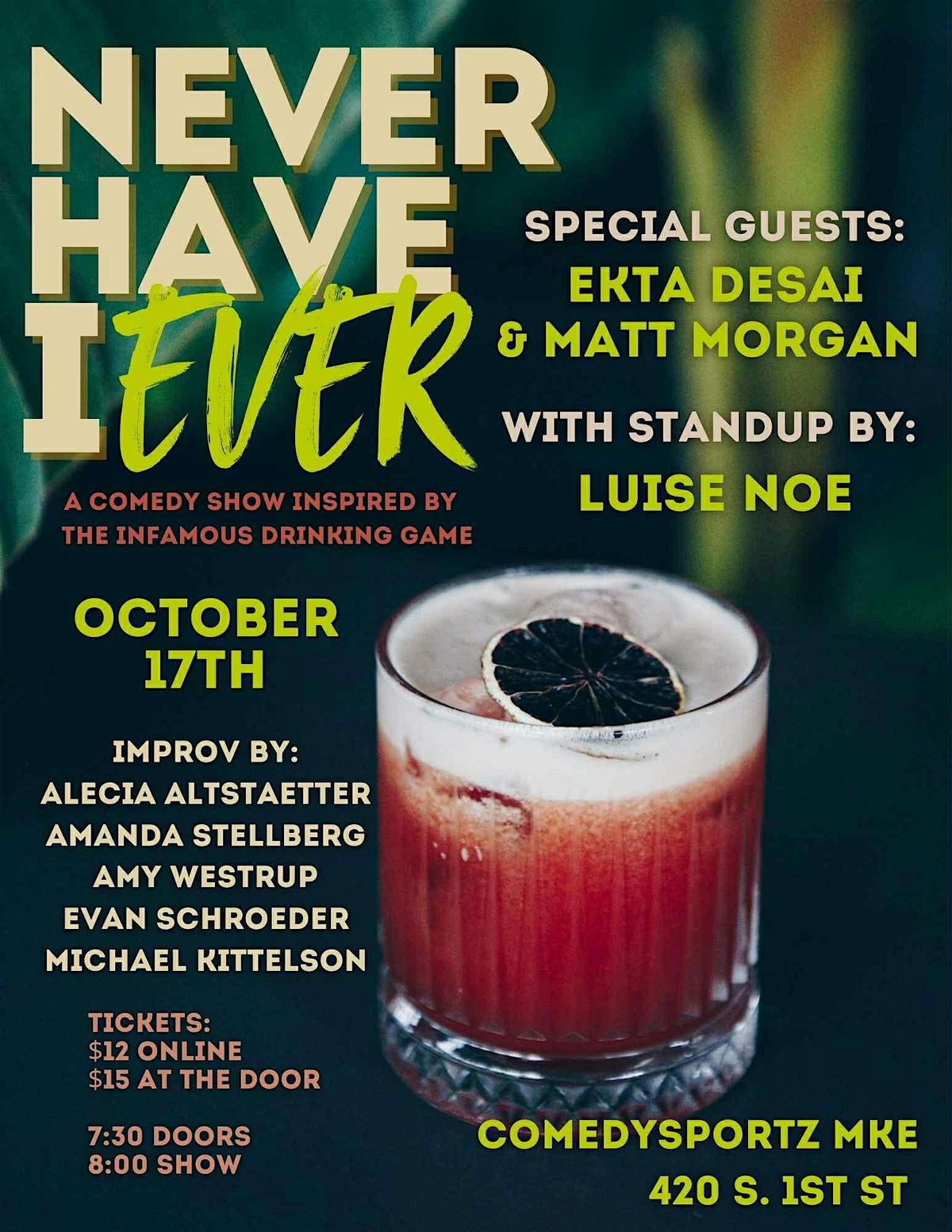 Never Have I Ever: A Comedy Show Inspired by the Drinking Game!, 17 October | Event in Milwaukee | AllEvents