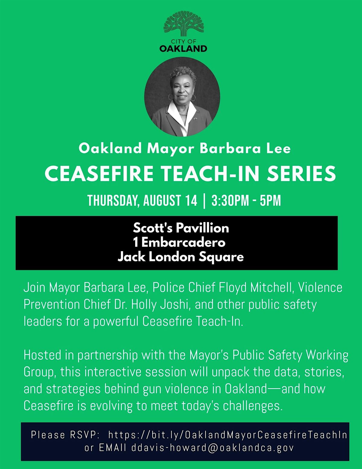 Mayor Lee's Ceasefire Teach-In, 14 August | Event in Oakland | AllEvents