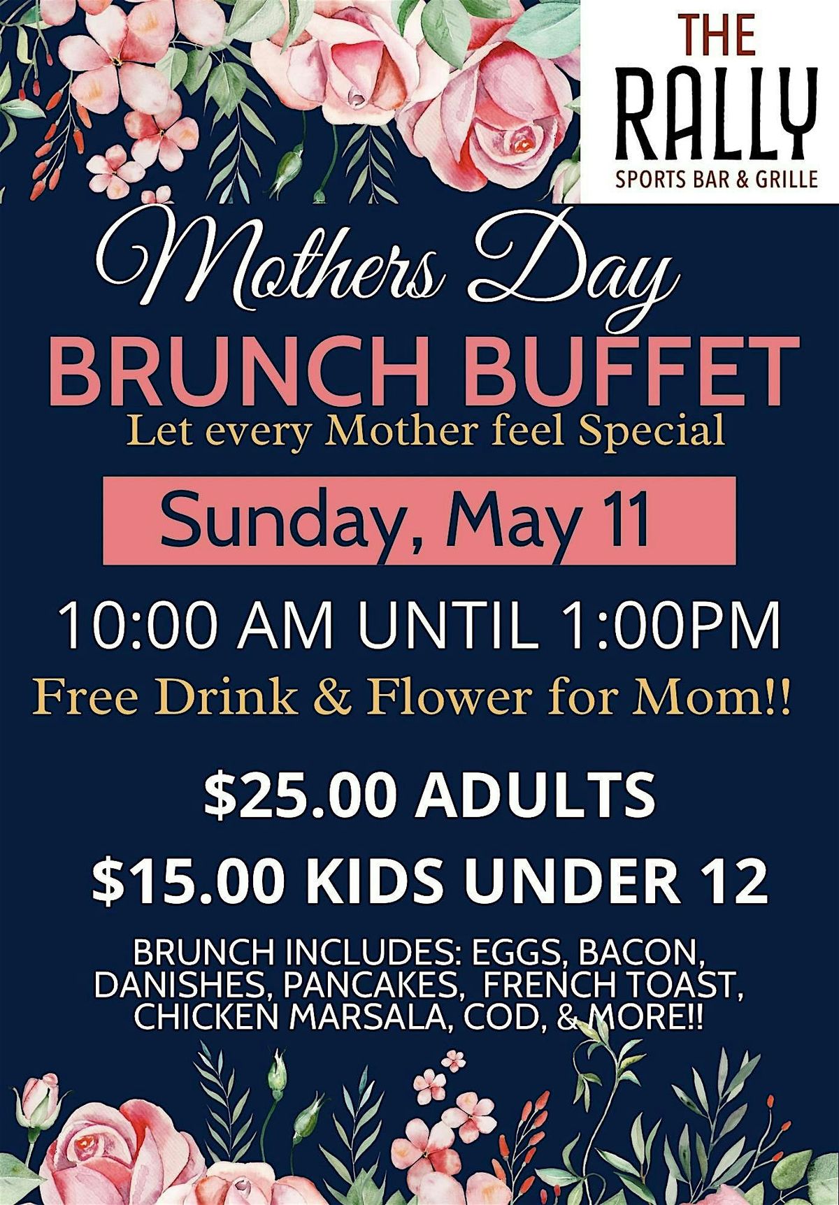 Mothers Day Brunch!! Free Drink & Flower!!, 11 May | Event in Warwick | AllEvents