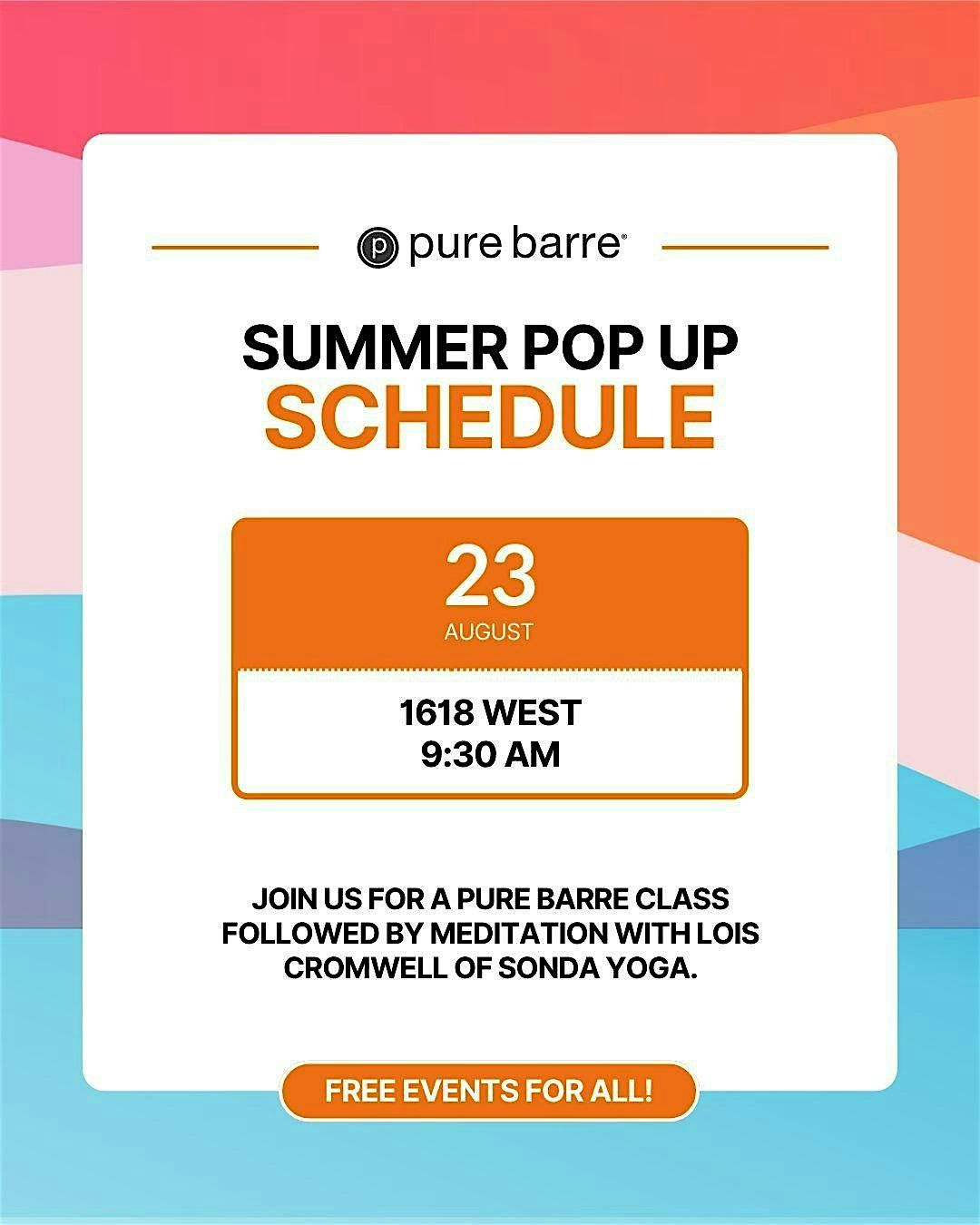 Pure Barre Pop Up X 1618 West, 23 August | Event in Greensboro | AllEvents