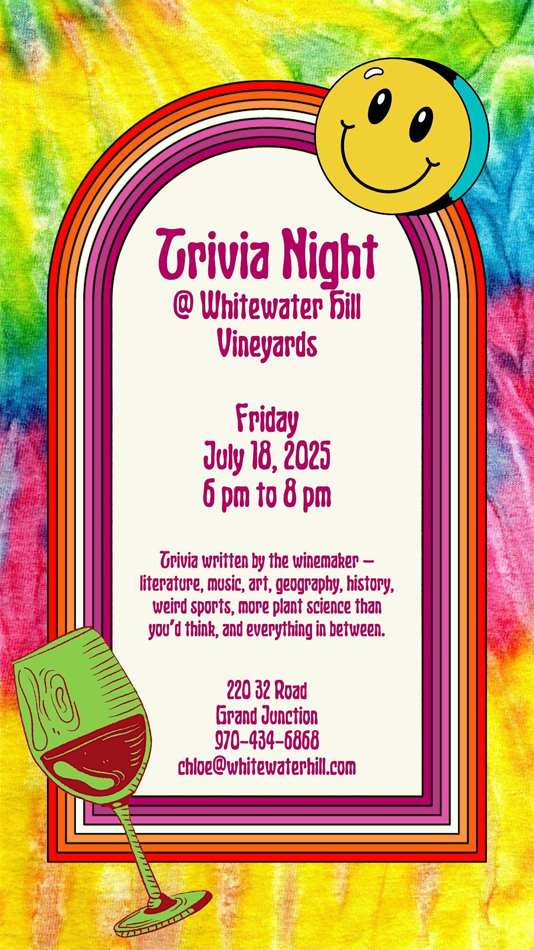 Trivia Night July 2025 @ Whitewater Hill Vineyards, 18 July | Event in Grand Junction | AllEvents
