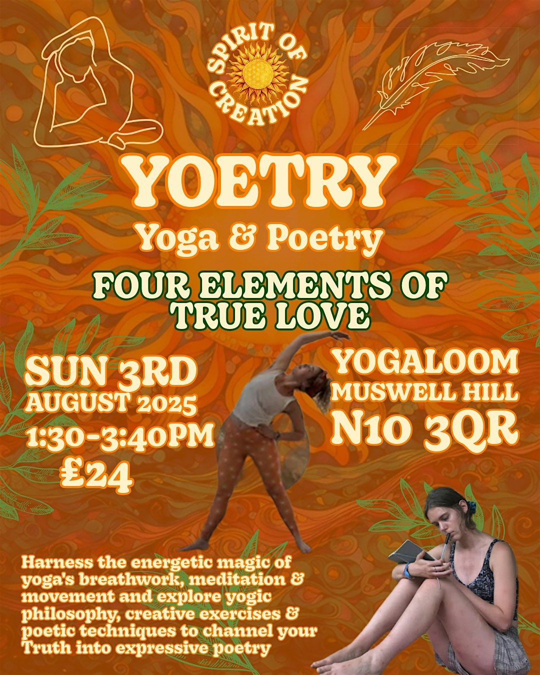 Yoetry ~ yoga x poetry workshop: Four Elements of True Love, 3 August | Event in London | AllEvents