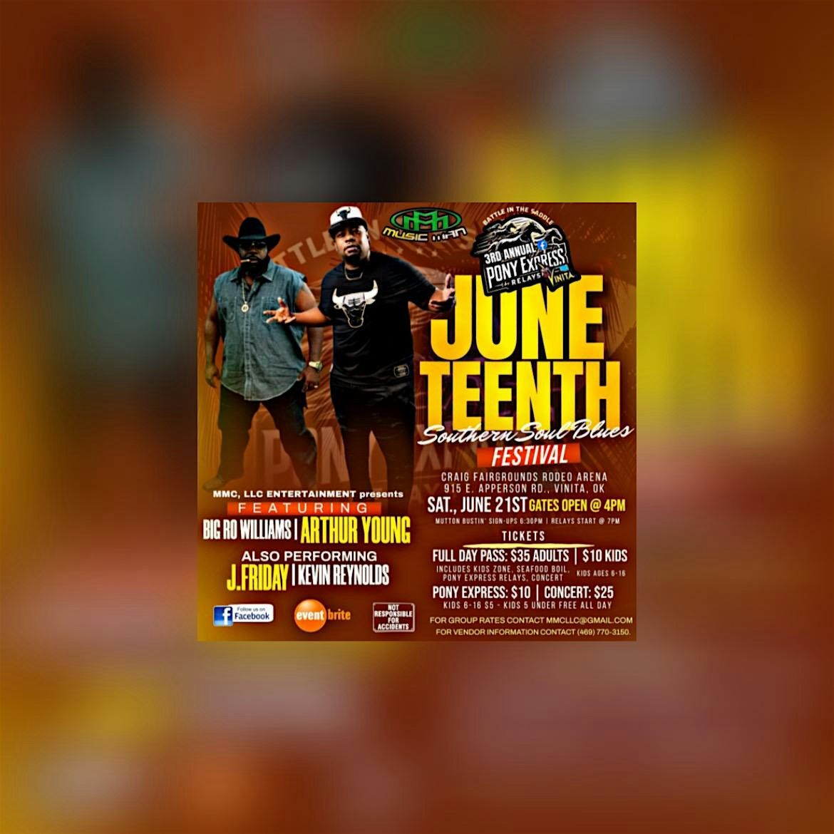 3rd Annual Pony Express Relay&Juneteenth Southern Soul Blues Festival, 21 June | Event in Vinita | AllEvents