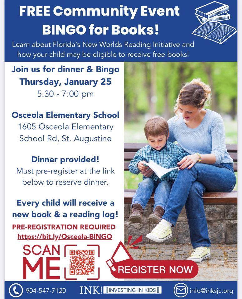 Bingo for Books!, 1605 Osceola Elementary Rd, Saint Augustine, FL