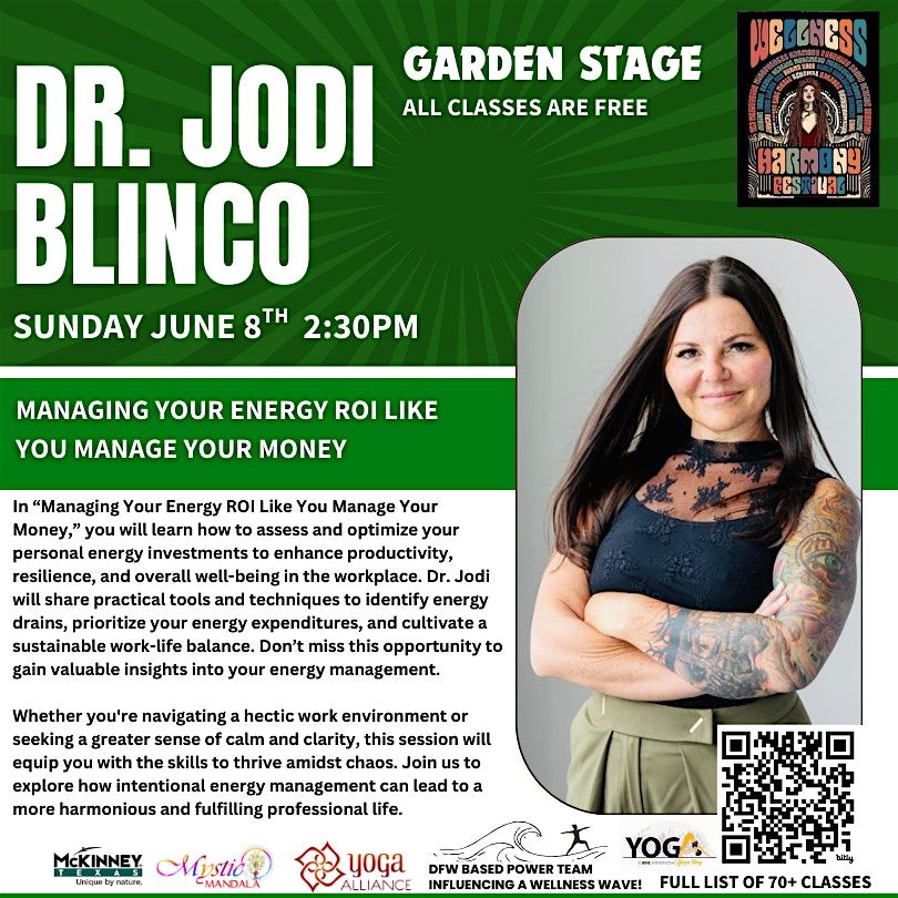 FREE CLASS: Managing Your Energy ROI Like You Manage Your Money with Dr.Jod, 8 June | Event in McKinney | AllEvents