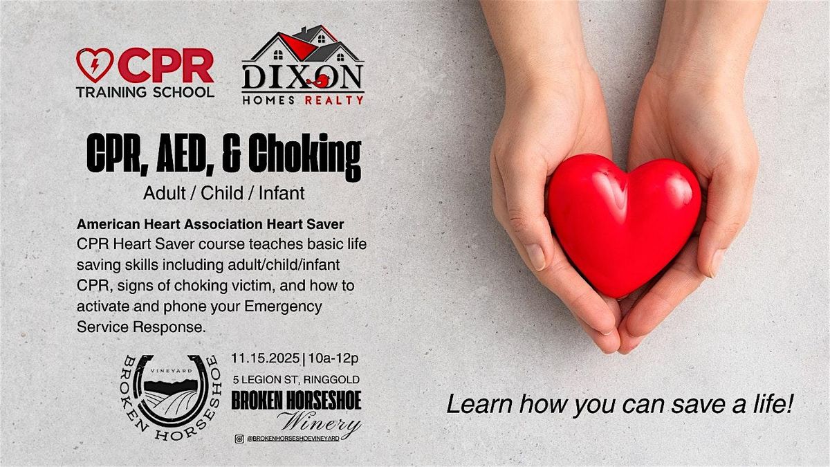 CPR, AED, & Choking Certification Course (2 Hours), 15 November | Event in Ringgold | AllEvents