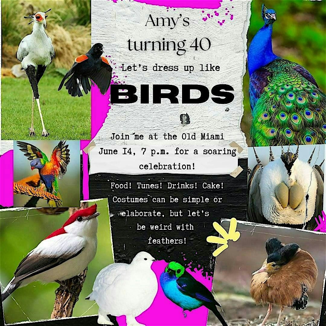 Amy's Turning 40. Let's Dress Up Like Birds, 14 June | Event in Detroit | AllEvents
