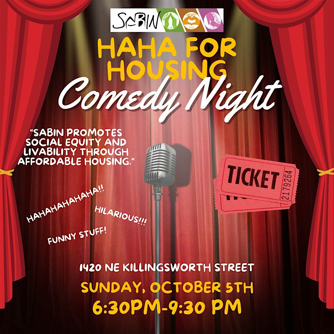 HAHA For Housing Annual Fundraiser, 5 October | Event in Portland | AllEvents