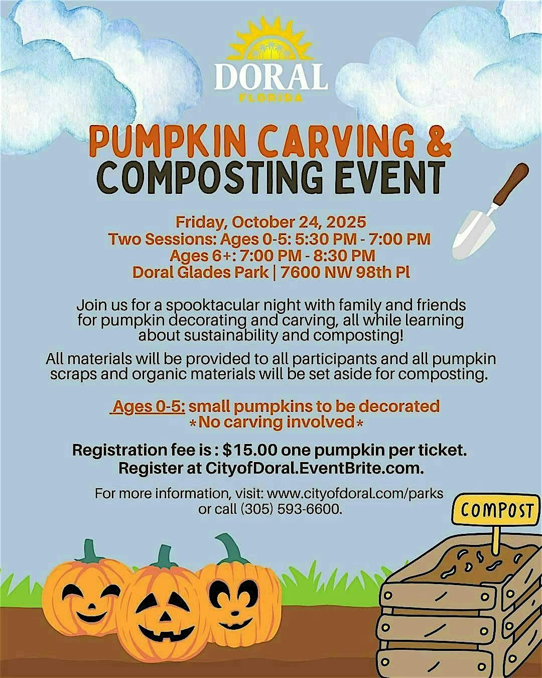 Pumpkin Decorating & Composting Ages 0-5, 24 October | Event in Doral | AllEvents