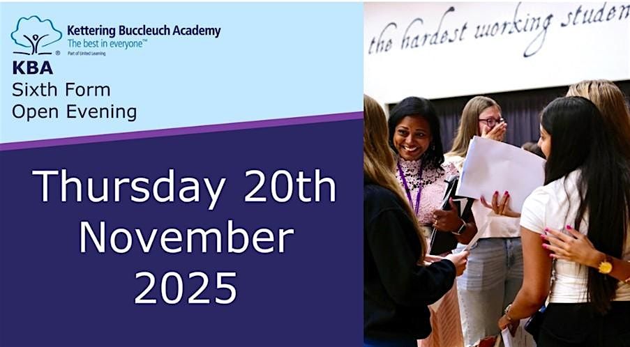 KBA Sixth Form Open Evening - Thursday 20th November | Event in Kettering | AllEvents