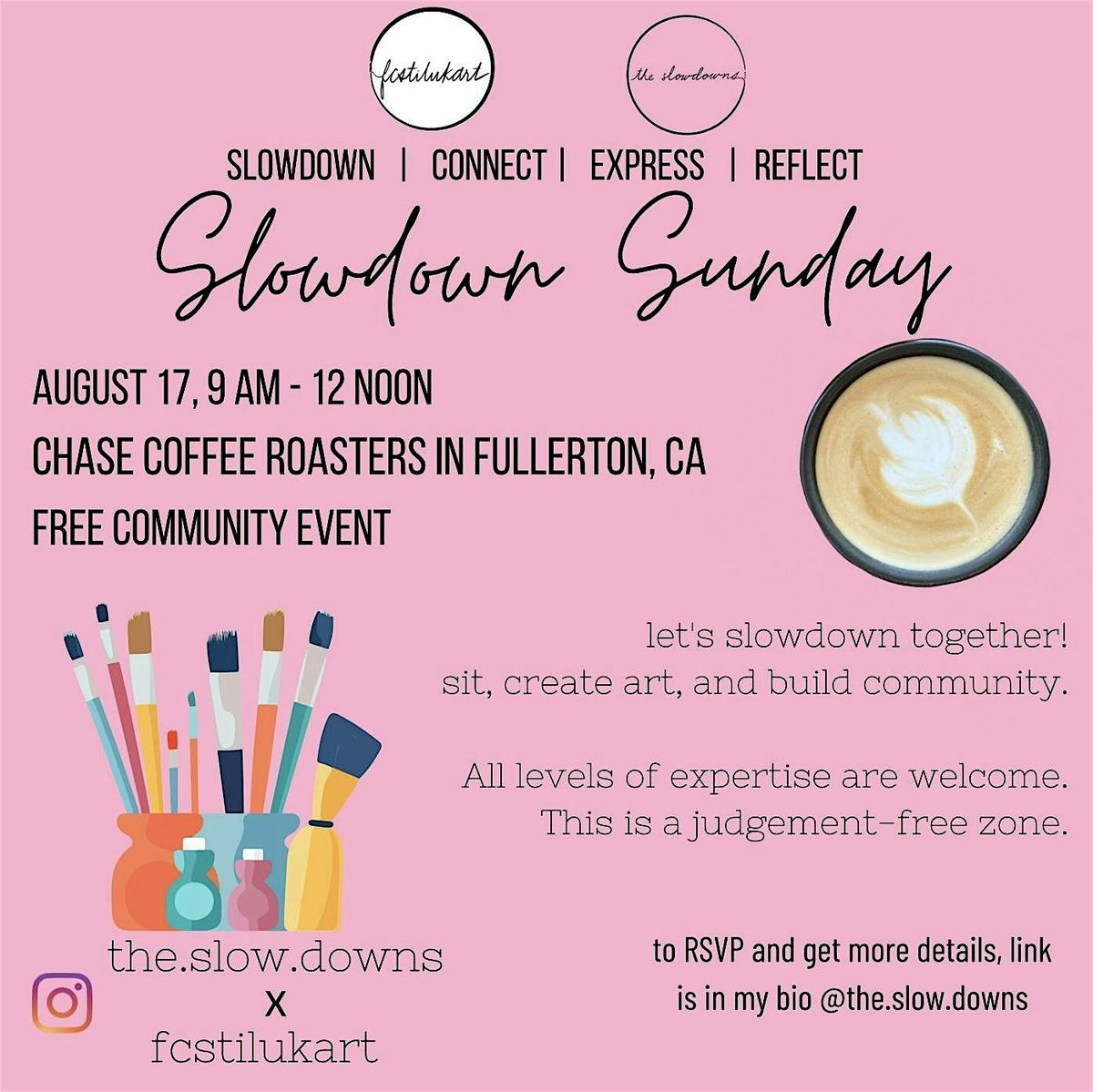 Slowdown Sunday - Coffee and Art at Chase Coffee in Fullerton, 17 August | Event in Fullerton | AllEvents