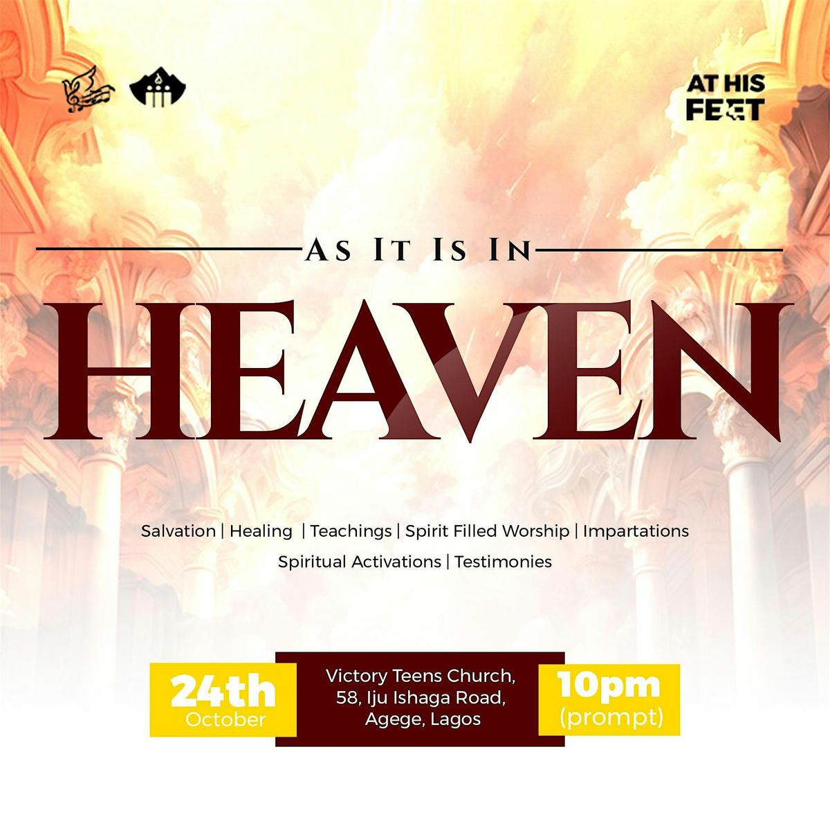 At His Feet- As It Is In Heaven, 24 October | Event in Lagos | AllEvents