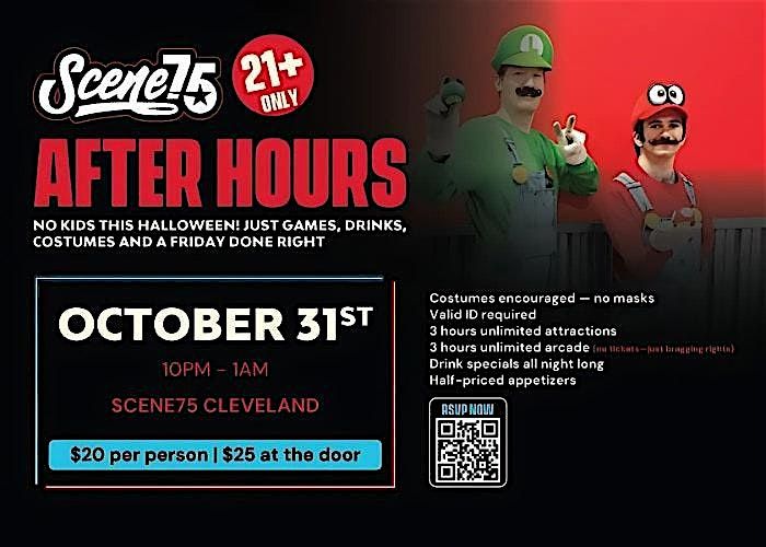 Adult's ONLY "AFTER HOURS" 10PM-1AM Halloween Costume Party! Scene75, 31 October | Event in Brunswick