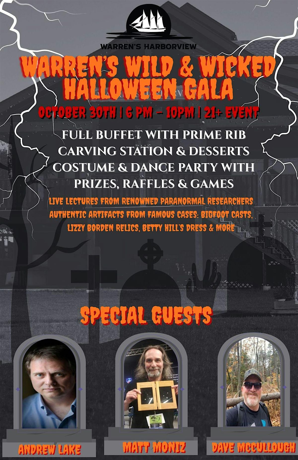 Warren's Wild & Wicked Halloween Gala Full buffet with Prime Rib carving st, 30 October | Event in Wareham