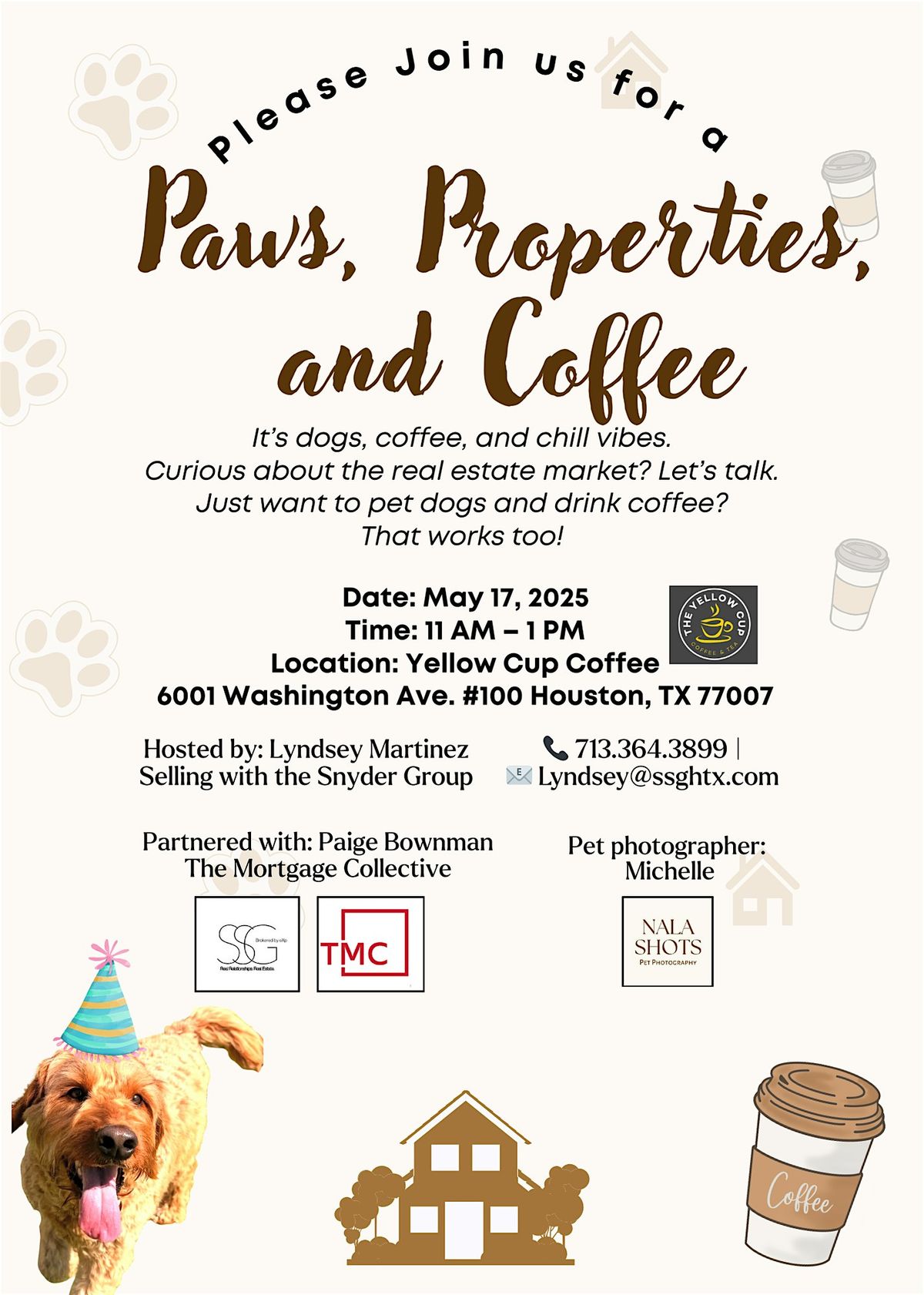 Paws, Properties, and Coffee, 17 May | Event in Houston | AllEvents
