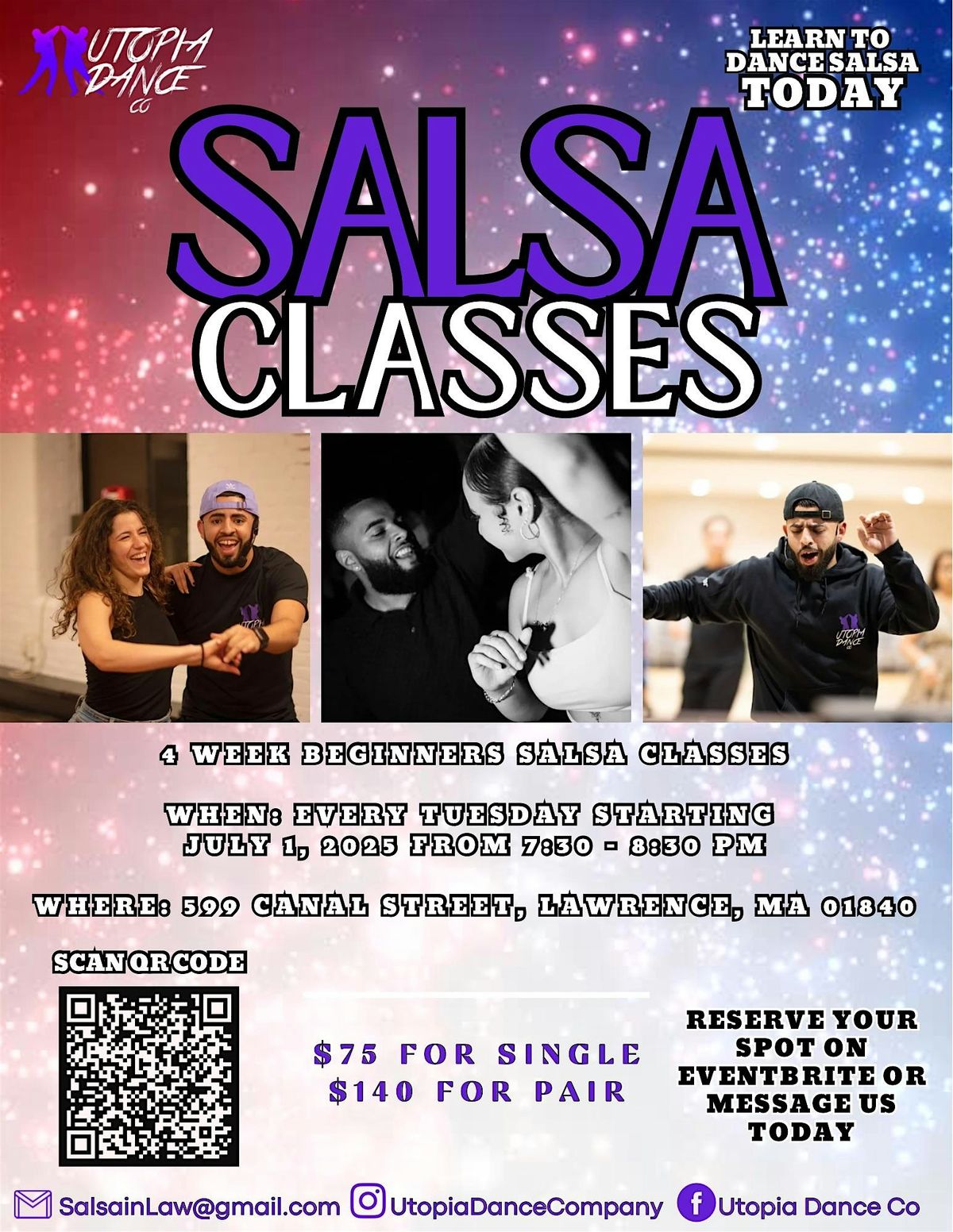 SALSA DANCE LESSONS (4 WEEKS), 1 July | Event in Lawrence | AllEvents
