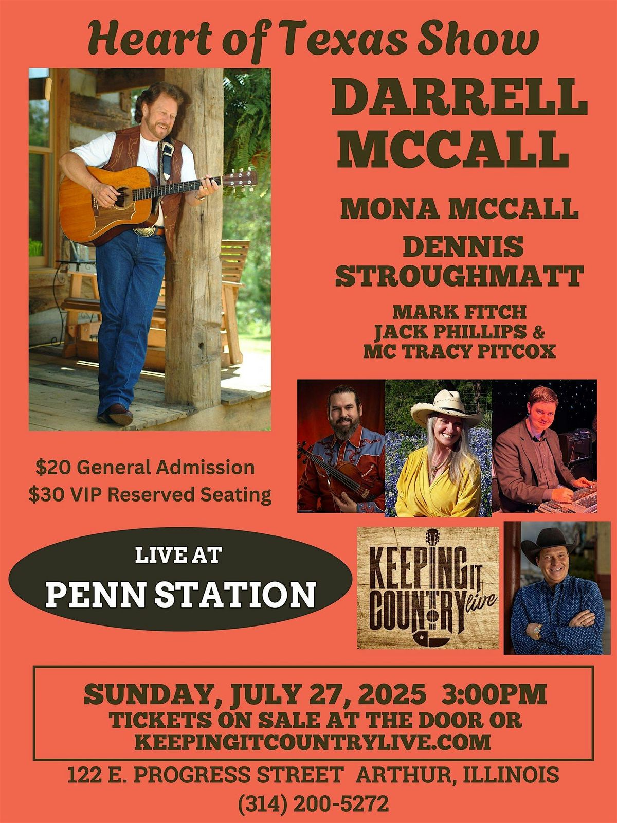 Heart of Texas Show feat. Darrell McCall, Mona McCall & Special Guests, 27 July | Event in Arthur | AllEvents