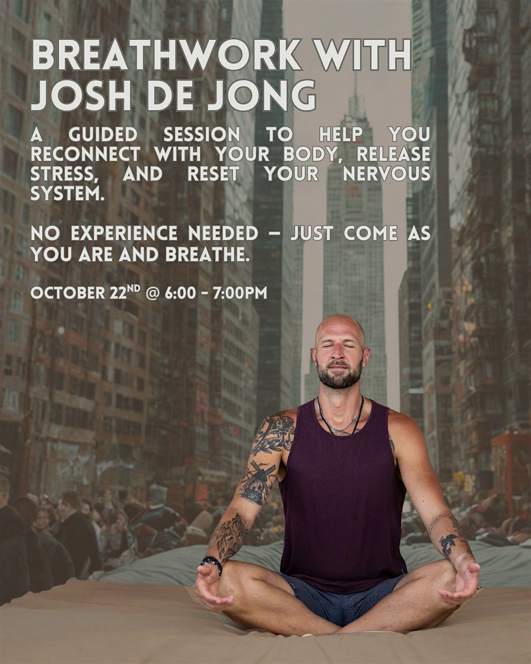Breathwork With Josh De Jong, 22 October | Event in Indianapolis | AllEvents