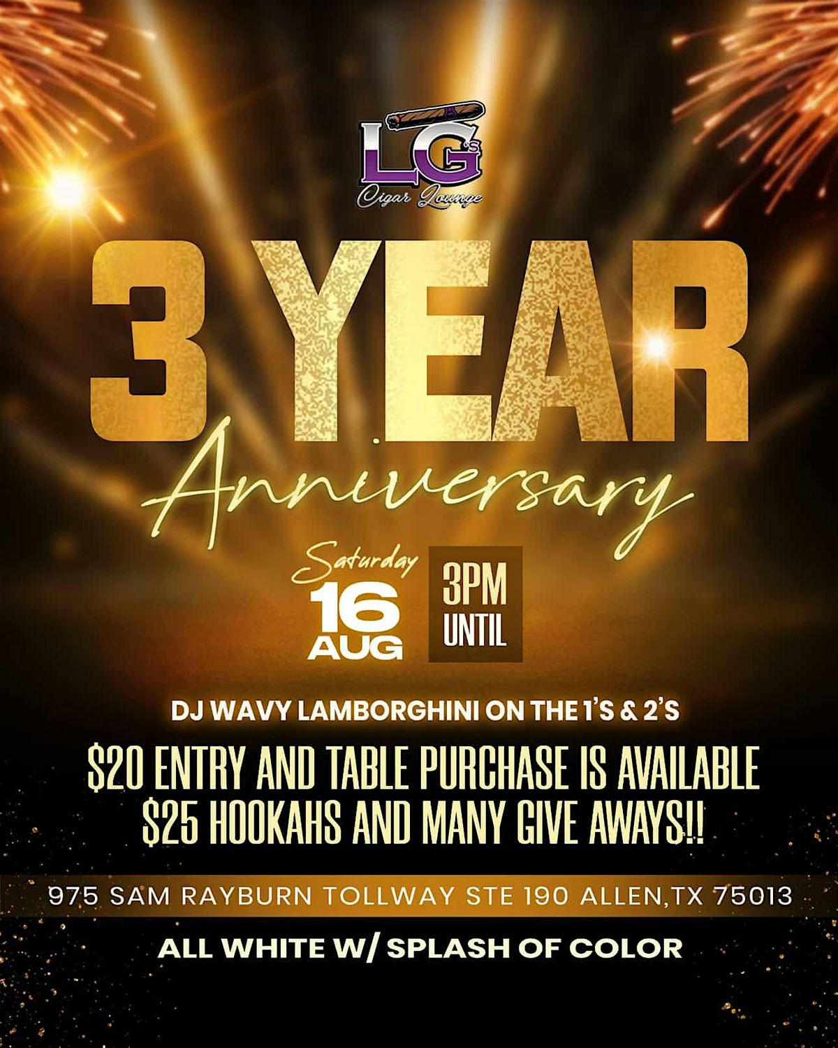 LG's  Cigar Lounge 3 Year Anniversary, 16 August | Event in Allen | AllEvents