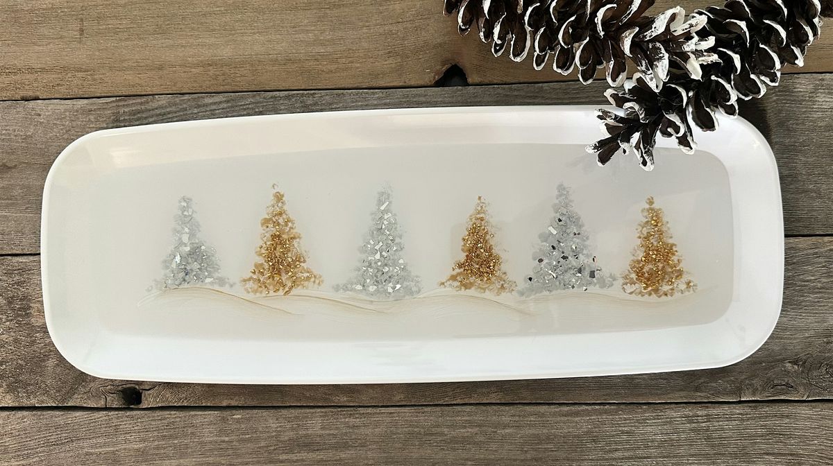 Crushed Glass Christmas Trees Charcuterie Tray Paint & Sip Art Class Akron, 19 November | Event in Canton