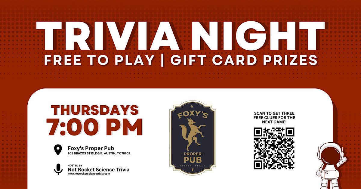 Trivia Night at Foxy's Proper Pub | Event in Austin | AllEvents