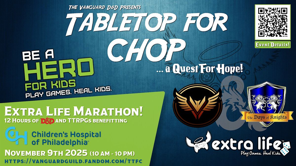 The Vanguard Presents: Tabletop for CHOP!, 9 November | Event in Newark | AllEvents