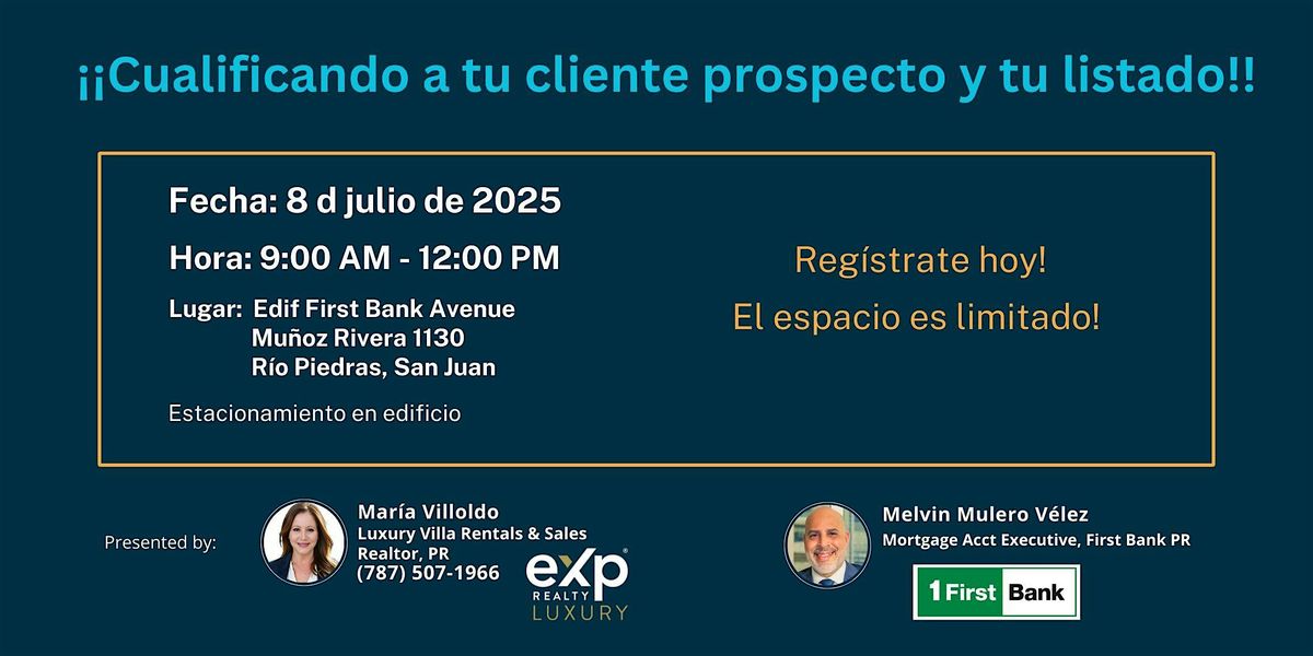 ¡¡Cualificando a tu cliente prospecto y tu listado!!, 8 July | Event in San Juan | AllEvents