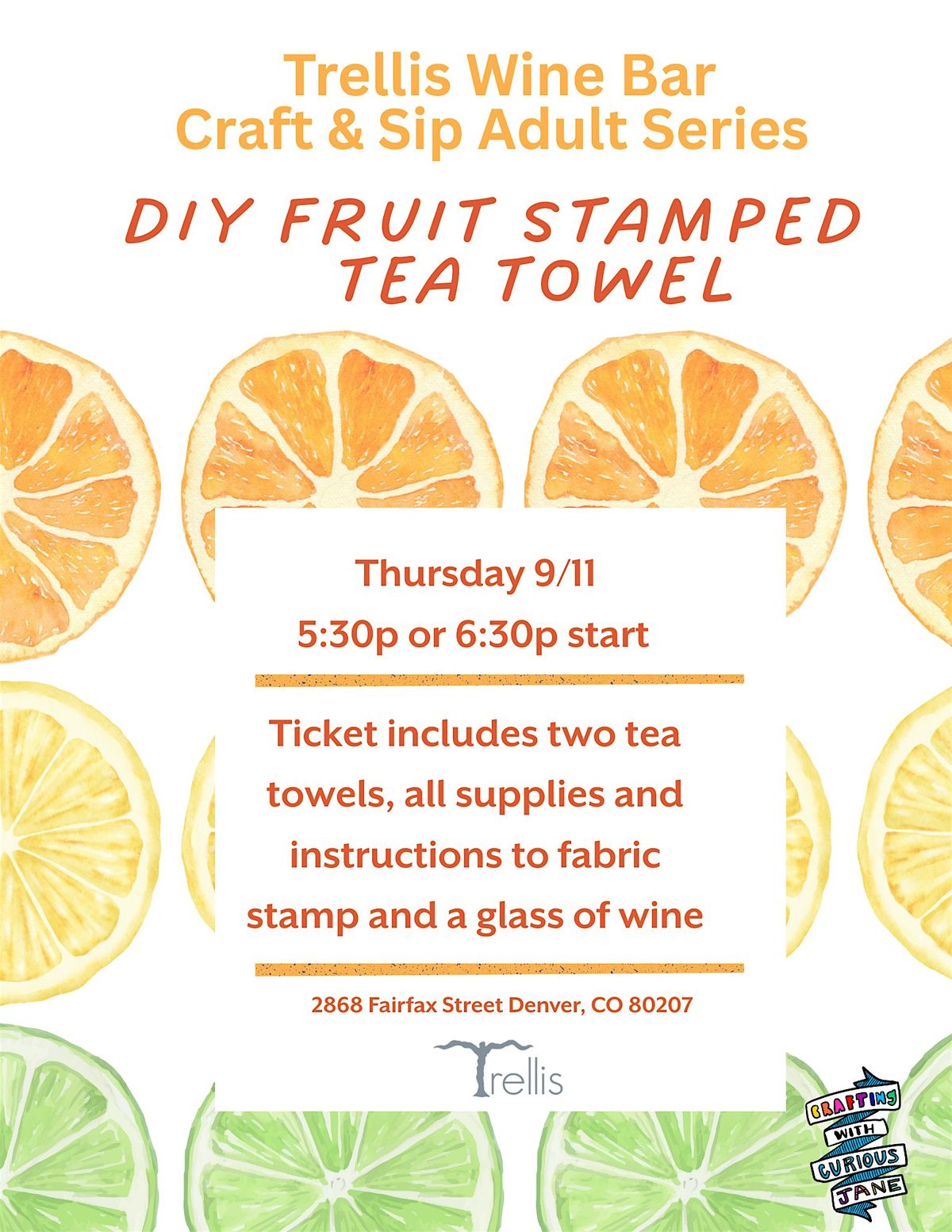 Craft & Sip: DIY Fruit Stamped Tea Towels, 11 September | Event in Denver | AllEvents