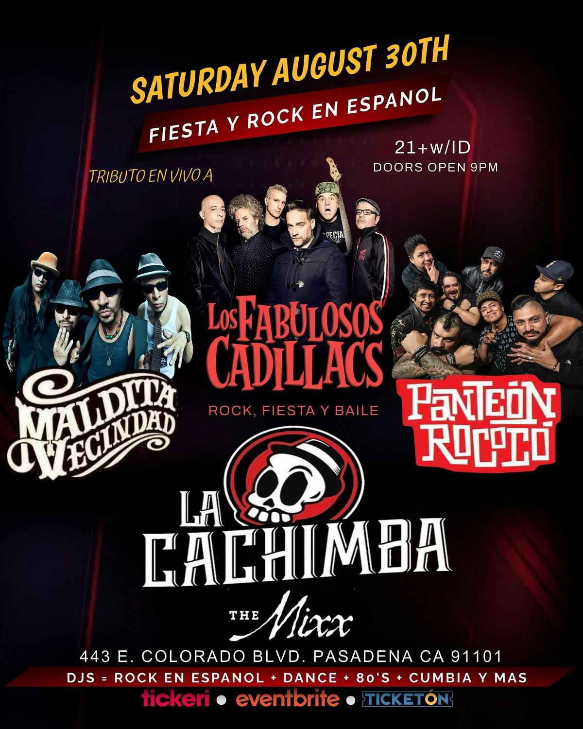 PANTEON ROCOCO\ FABULOSOS CADILLACS\ MALDITA VECINDAD.. Live Tribute Night!, 30 August | Event in Pasadena