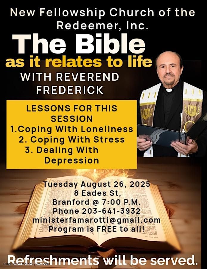 A program explaining how The Bible relates to our everyday lives, 26 August | Event in Branford | AllEvents